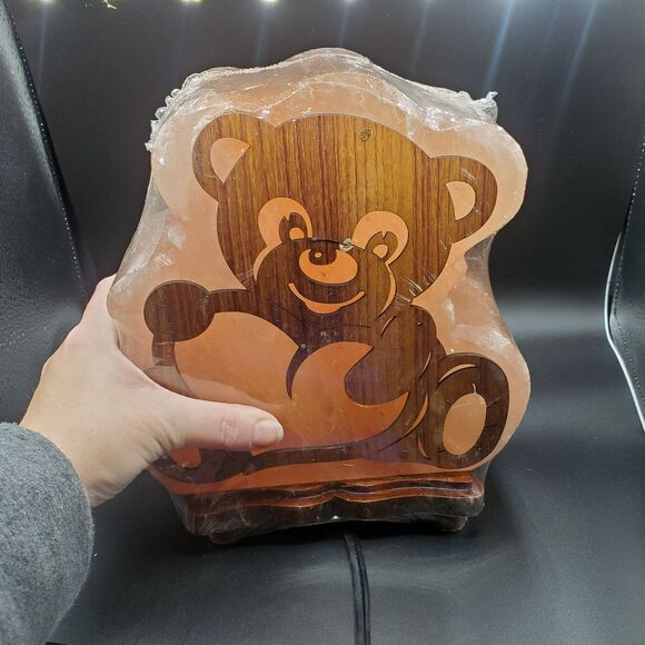 Teddy Bear Himalayan Salt Lamp w/Bulb & Dimmer Switch Cord Home Decor - Picture 2 of 10
